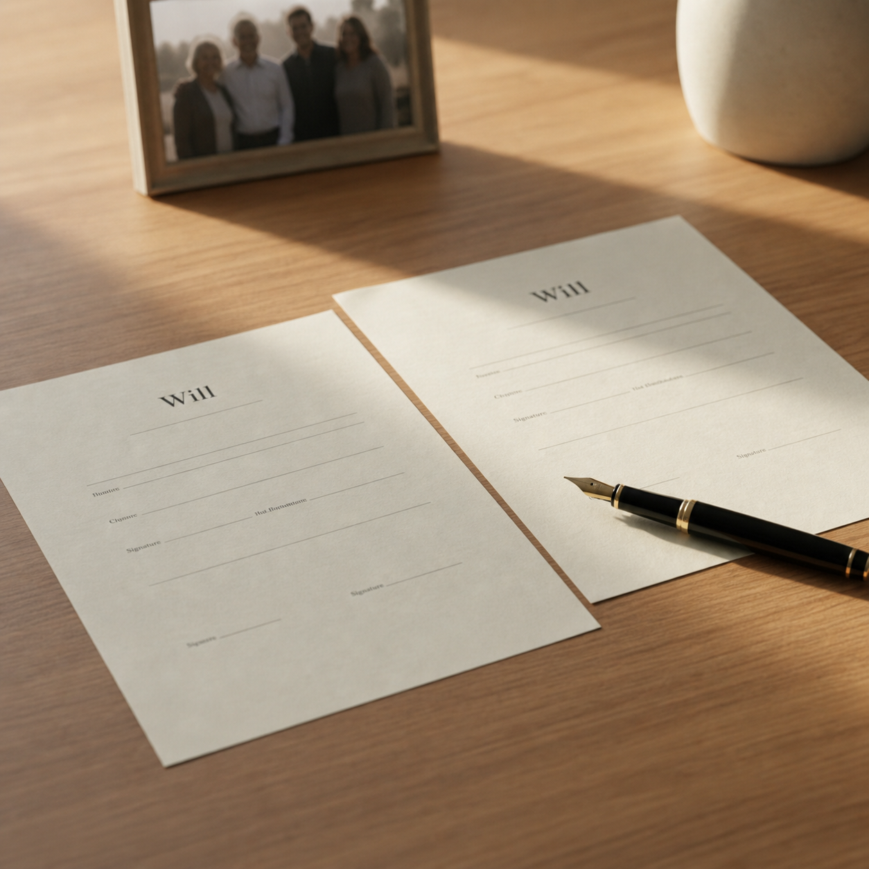 Two separate Irish will documents for a married couple with adult children